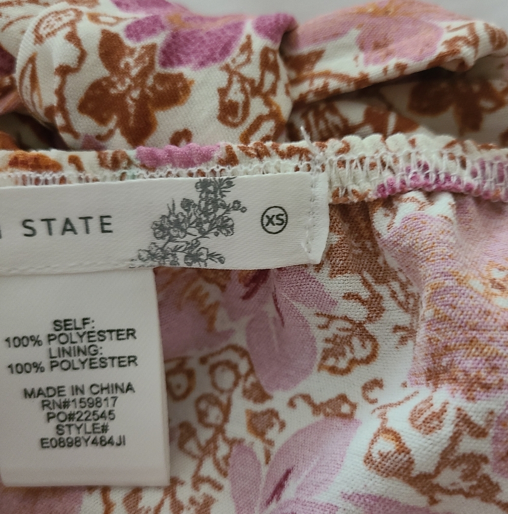 Altar'D State Floral Midi Dress Square Neck Knot Back Ruffle Hem Sz XS NWT - Picture 12 of 15